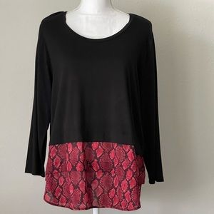 New, Michael Kors, women black top with ruffle hem.